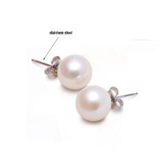 8mm pearl earrings 925 sterling silver stud nature shell pearl earrings for gift