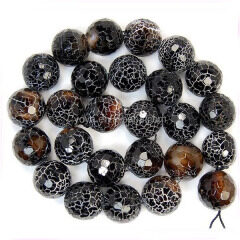 AB0123 Black matte frosted agate onyx beads,cracked fire agate onyx beads,matte black onyx beads