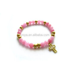 BRC2054 Arm candy bracelet with cross pendant,fashion pink arm candy bracelet
