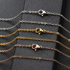 BCL1163 do not fade stainless steel necklace chain ,1.0mm 1.5mm 2mm flat link gold chain, yellow gold plated dainty chains