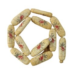 OB018 Wholesale Hand Carved Fish Pattern Bone Long flat Column Spacer Beads