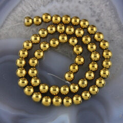 HB3091 Wholesale loose gemstone round gold Hematite beads