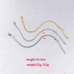 BS4025 Popular Delicate High Quality Gold Plated Stainless Steel Herringbone Flat Snake Chain Bracelets for Women