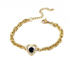 BC1410 Fashion Adjustable 18k gold plated charm heart women chain bracelet