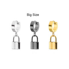 ES1048 High Quality Unisex Gold Plated 316L Surgical Stainless Steel Lock Charm Hoop Huggie Earrings for Women Men