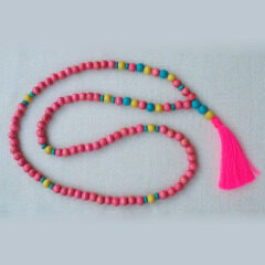 NE2098 Multicolor wooden beads tassel necklace,hot pink beads and neon pink tassel necklace