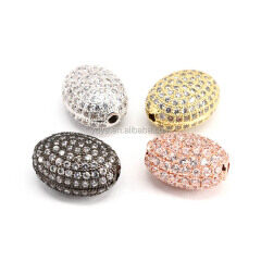 CZ7357 Wholesale Cubic zirconia oval shape spacer beads,CZ crystal charm beads.