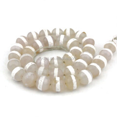 AB0435 White Striped Tibetan Agate Faceted Gemstone Beads