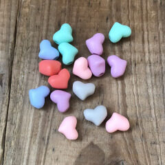 GP0937 100pcs/bag Wholesale small multicolour pastel matte acrylic heart shaped jewelry beads