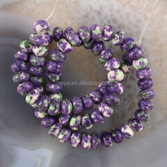 RF0208-1 Orange loose rondelle rain flower jasper stone beads in bulk for jewelry making