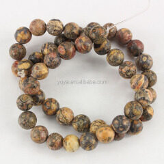 SB6449 Wholesale round yellow leopard skin jasper gem stone beads