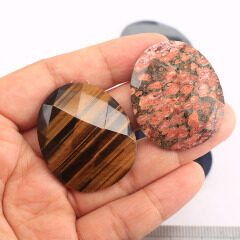 JF8705  32*37.5mm Big Faceted Semi-precious Stone Cabochons,Natural Gemstone Cabochons for Jewelry Making