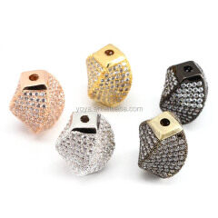 CZ7358 Wholesale plated CZ pave micro pave spiral spacer beads, Cubic zirconia charm
