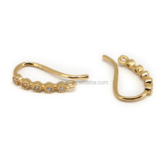 CZ7340 CZ cubic zirconia Dangle Drop Hook Ear Wires Earring Findings,gold Cubic Zircon CZ hook earrings
