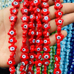 GP0961 Unique Colored Lamp Work Evil Eyes Glazed Glaze Jewelry Floral Flower Beads for Jewelry bracelet necklace Making