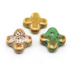 CC1841 Fashion Ceramic Cross Beads,Large Porcelain Cross Focal Beads for Prayer ZEN Necklace Jewelry Making