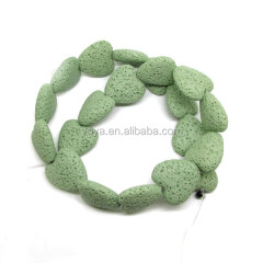 LB1037 Wholesale green lava volcanic stone heart beads,green Lava Rock heart shaped Beads