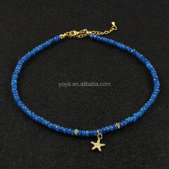 NE2433 Wholesale custom choker necklace for women,Jade beads choker necklace with cz micro Starfish