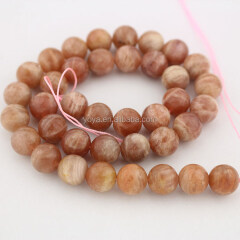 SB6370 Wholesale natural peach round sunstone beads