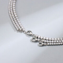 2mm 3mm 4mm luxury fine jewelry solid sterling silver 925 cz diamond necklace iced out tennis chain