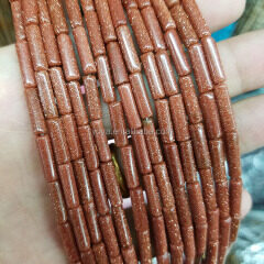 SB6627 Luxury goldstone Tube shaped long copper color gemstone beads jewelry