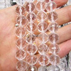 CR5244 Natural clear faceted crystal quartz beads, rock crystal beads