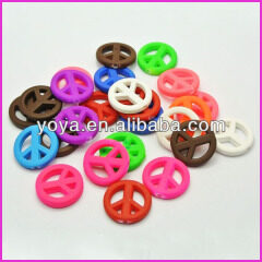 GP0819 Fluorescent Neon Rubber Acrylic Peace Sign Beads,Neon Matte Resin Peace Beads