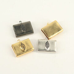 CZ7773 Wholesale gold black plated CZ pave micro pave slider spacers with bail ring fit leather