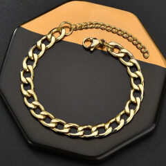 BS4001 High Quality Black Gold Silver Stainless Steel Cuban Link Mens Bracelets,Hip Hop Chain Bracelet for Men
