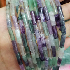 SB6615 Natural Multi Color Fluorite Tube Beads, 4x13MM Cylinder Smooth Fluorite Gemstone for Jewelry Making