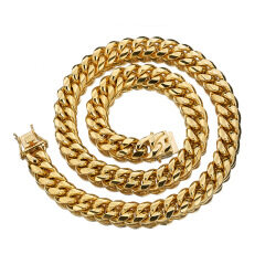 NS1132 Chunky Gold Plated Stainless Steel Curb Cuban Link Chain Necklace