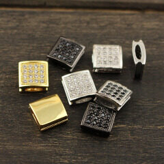 CZ6403 Wholesale CZ micro pave flat square spacer beads,Cubic Zirconia Square Beads