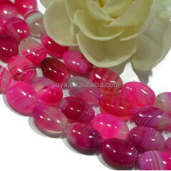 AB0192 Natural peach pink stripe agate oval beads