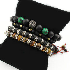 BRS1612 aromatherapy diffuser ball bracelets jewelry Natural lava beads fashion beaded men bracelet with alloy spacer