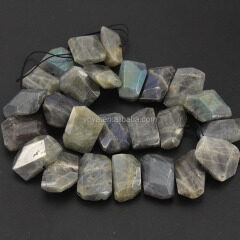 LA5028 Wholesale Unusual Middle Drilled Faceted Labradorite Briolette Nugget Rectangle Beads