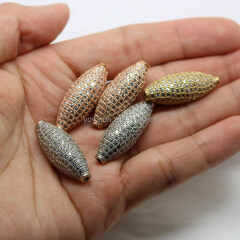 CZ6447 Wholesale silver gold rose gold cz micro pave drum shaped beads,CZ micro pave drum beads
