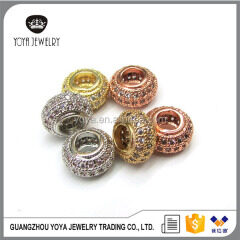 CZ6402 Wholesale CZ micro pave rondelle spacer beads,diamond accessory jewelry for bracelet