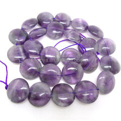 CR5250 Natural Amethyst Coin Beads,natural semi-precious stone amethyst flat round disc focal beads for prayer jewelry making