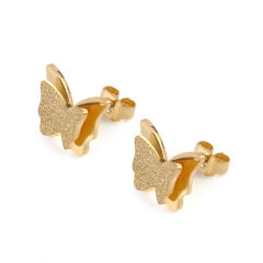 ES1063 High Quality Mini Gold Plated 316L Surgical Stainless Steel Butterfly Charm Studs Earrings for Women