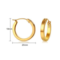 ES1076 Fashion High Quality Thick Gold Plated Stainless Steel Hoop Earrings for Women Ladies