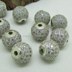 CZ6389S Wholesale silver CZ mirco pave beads,white cubic zirconia pave copper spacer bead