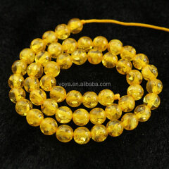 GP0867 synthetic amber beads,resin handmade yellow gold amber round beads