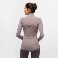 2020 new yoga sports coat women's nylon elastic zipper running Yoga long sleeve top