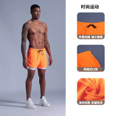 New men fast dry double-layer Fitness Track and field training shorts