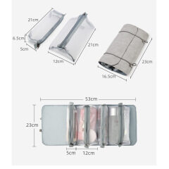 Custom logo waterproof foldable detachable mesh toiletry bag set PU women makeup cosmetic travel pouch bags