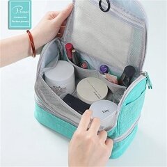 travel vacation Waterproof Nylon cosmetic bag with Hanging Hook