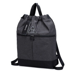 waterproof 600d polyester drawstring backpack with shoe compartment