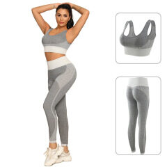 High Wiast Running Sports Yoga Set Workout Suit Seamless Fitness Leggings Set
