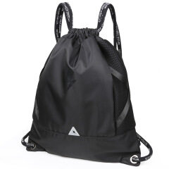 waterproof plain black drawstring backpack for basketball