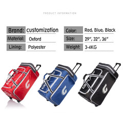 custom large capacity luggage duffel bag cricket kit bag trolley with wheels duffel sports bag cricket rugby
